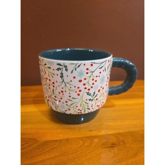 Pioneer Woman Merry Meadow 5-Piece 12.5oz Stoneware Stacking Mugs w/ Gold Rack - Picture 6 of 10